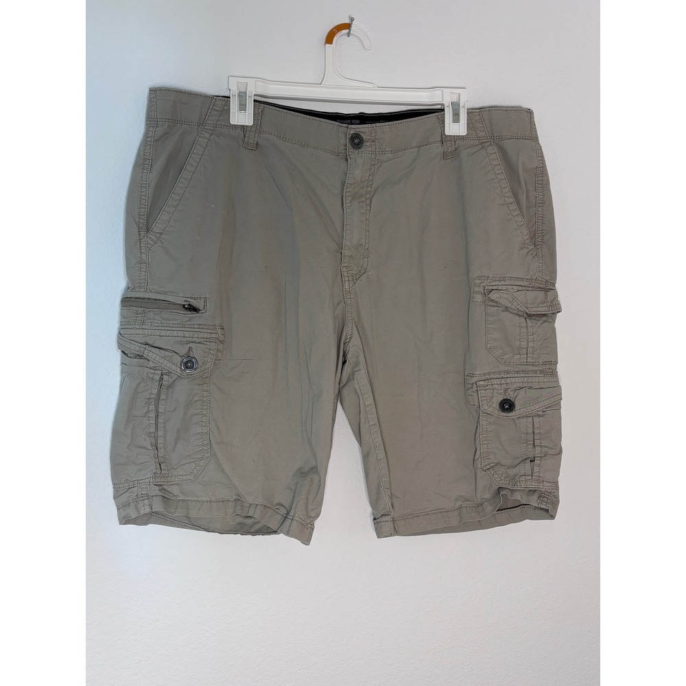 Iron Flex Mens‎ Khaki Tan Cargo Shorts Size 38 Cotton Stretch Utility Casual
